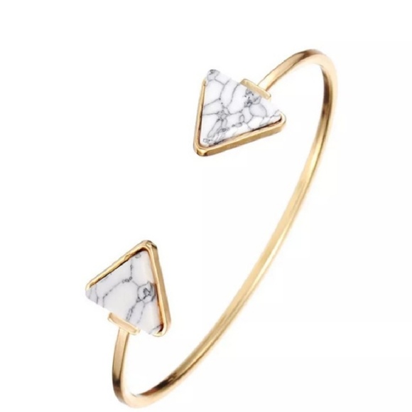 WILA Jewelry - White Marble Triangle Cuff Bracelet